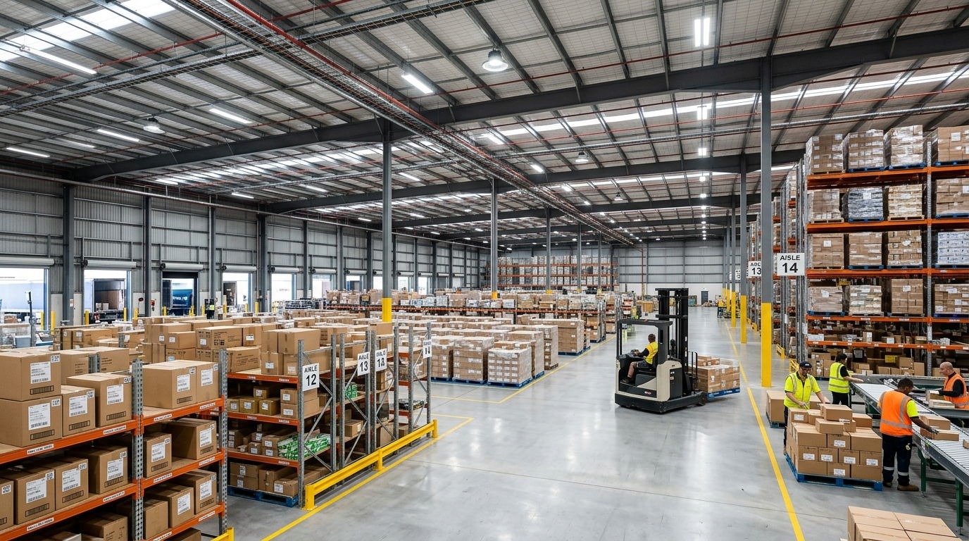 Nave industrial con iluminación LED de alta eficiencia recién instalada
